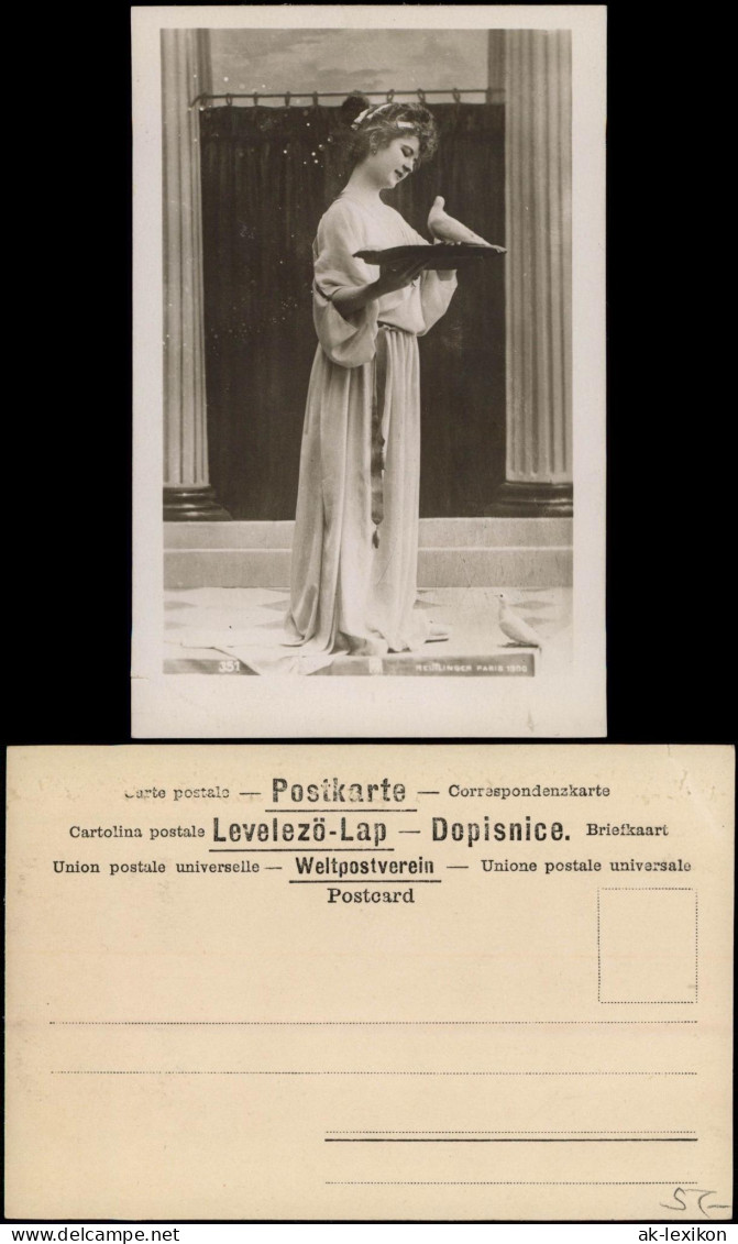 Ansichtskarte  Fotokunst Fotomontage Frau Mädchen Mit Tauben 1900 - Non Classés
