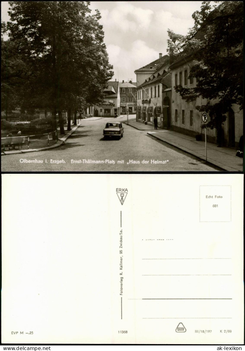 Ansichtskarte Olbernhau Ernst-Thälmann-Platz Mit Haus Der Heimat 1969 - Olbernhau