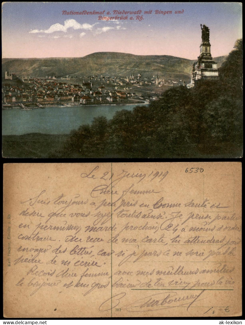 Bingen Am Rhein Und Bingerbrück Vom Nationaldenkmal Aus Gesehen 1919 - Bingen