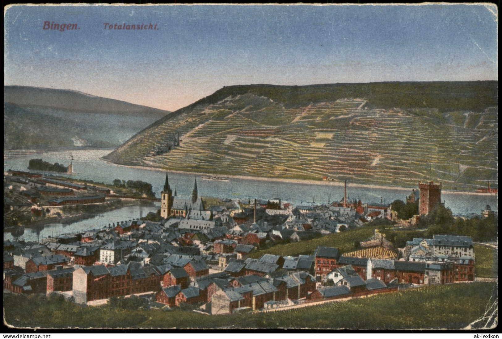 Bingen Am Rhein Panorama-Ansicht Totalansicht, Rhein Ansicht 1919 - Bingen