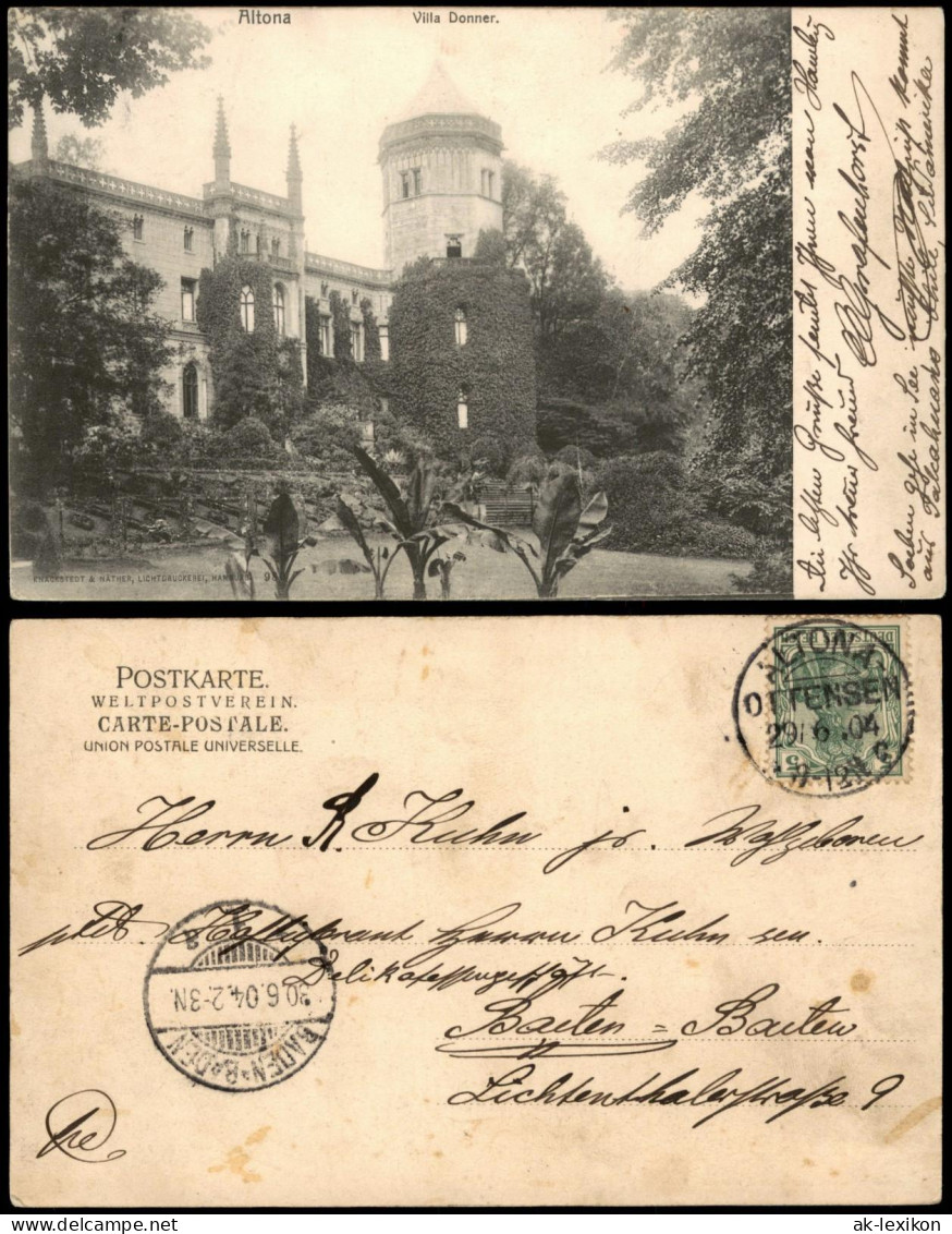 Ansichtskarte Altona-Hamburg Donners-Park, Villa 1904 Stempel Altona Ottensen - Altona