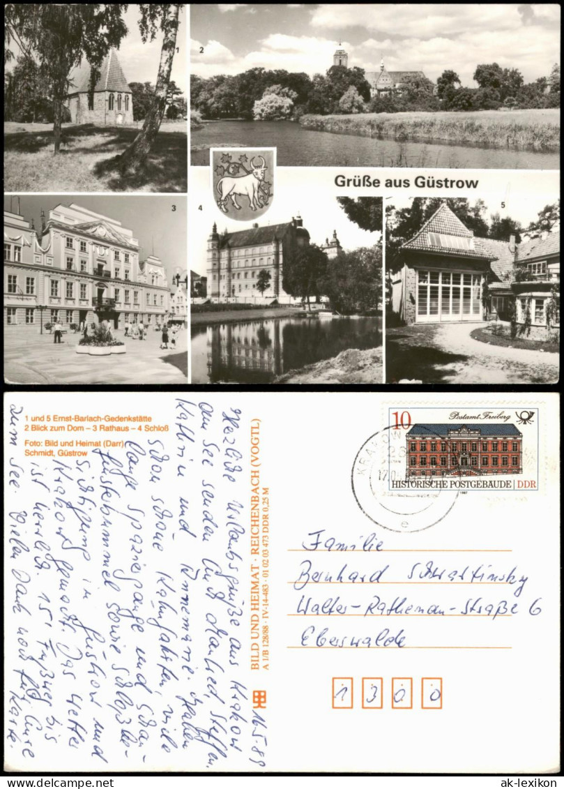 Ansichtskarte Güstrow Gedenkstätte, Dom, Rathaus, Schloß 1988 - Güstrow