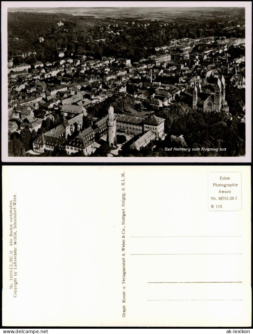 Ansichtskarte Bad Homburg Vor Der Höhe Luftbild Flugzeugaufnahme 1932 - Bad Homburg