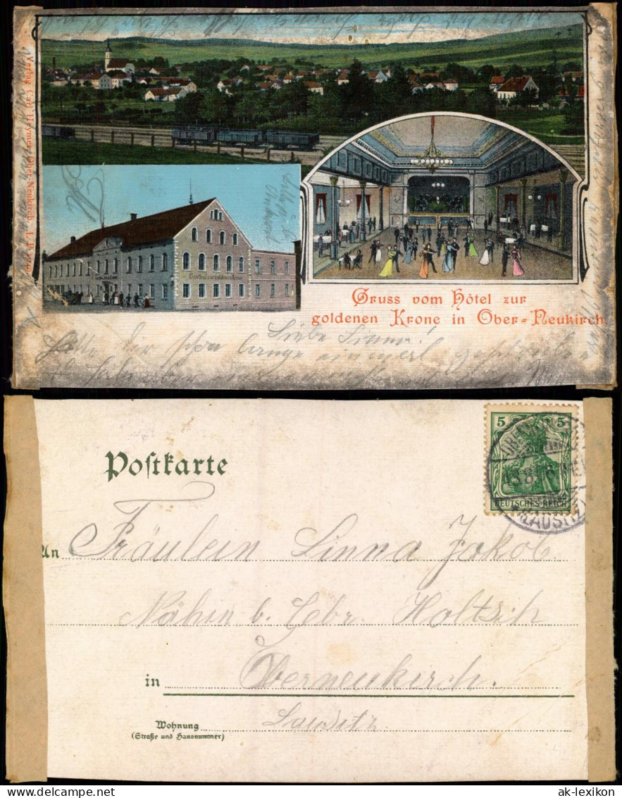 Neukirch (Lausitz) Oberneukirch Hotel Zur Goldenen Krone - MB Litho 1906 - Neukirch (Lausitz)