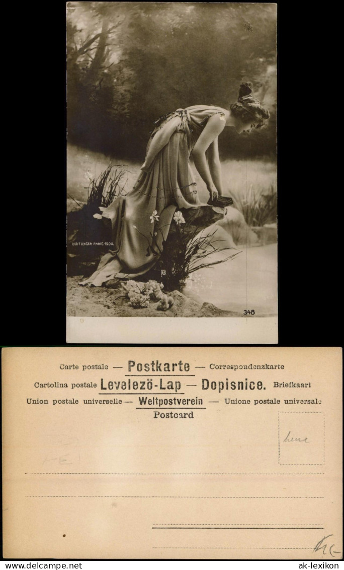 Fotokunst Fotomontage Frau PosiertWaldesrand 1900 - Unclassified