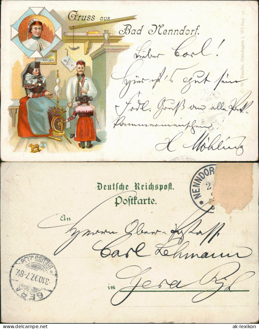 Ansichtskarte Litho AK Bad Nenndorf Trachtenstube - Familie 1897 - Bad Nenndorf