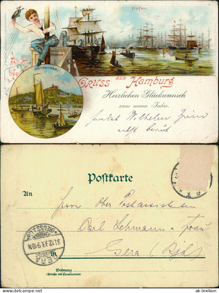Litho AK Blankenese-Hamburg Süllberg, Hafen - Frau Auf Mast 1899 - Blankenese