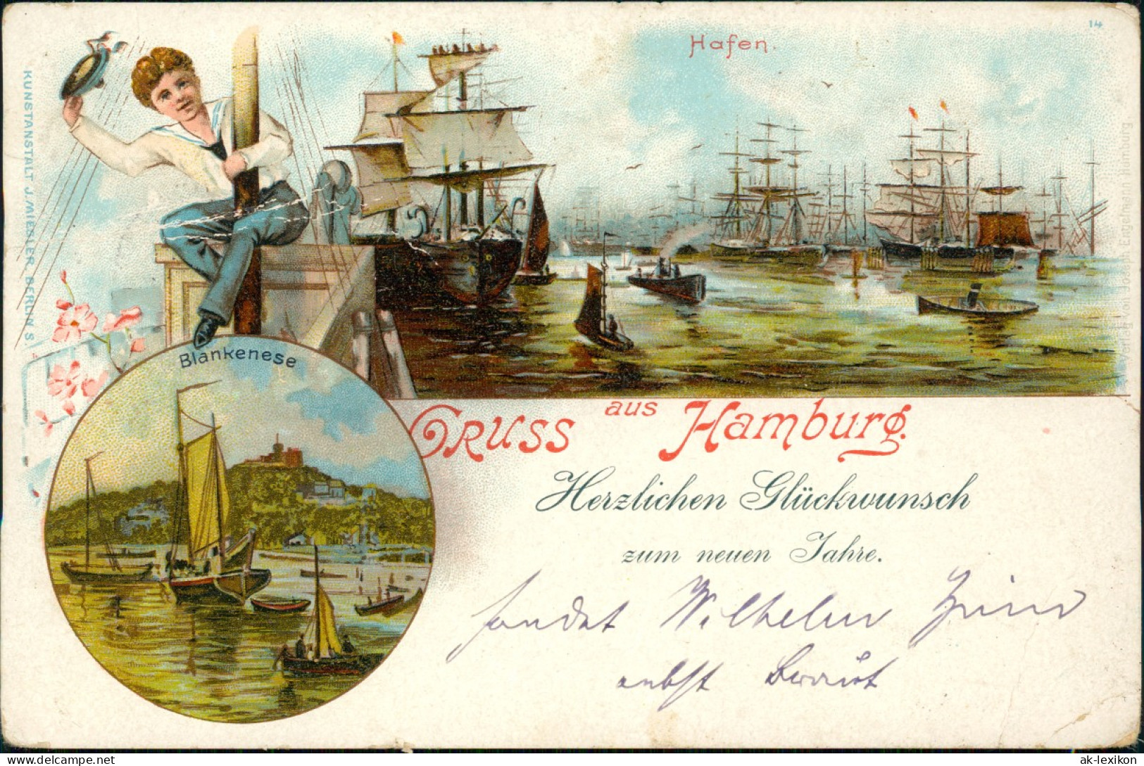 Litho AK Blankenese-Hamburg Süllberg, Hafen - Frau Auf Mast 1899 - Blankenese