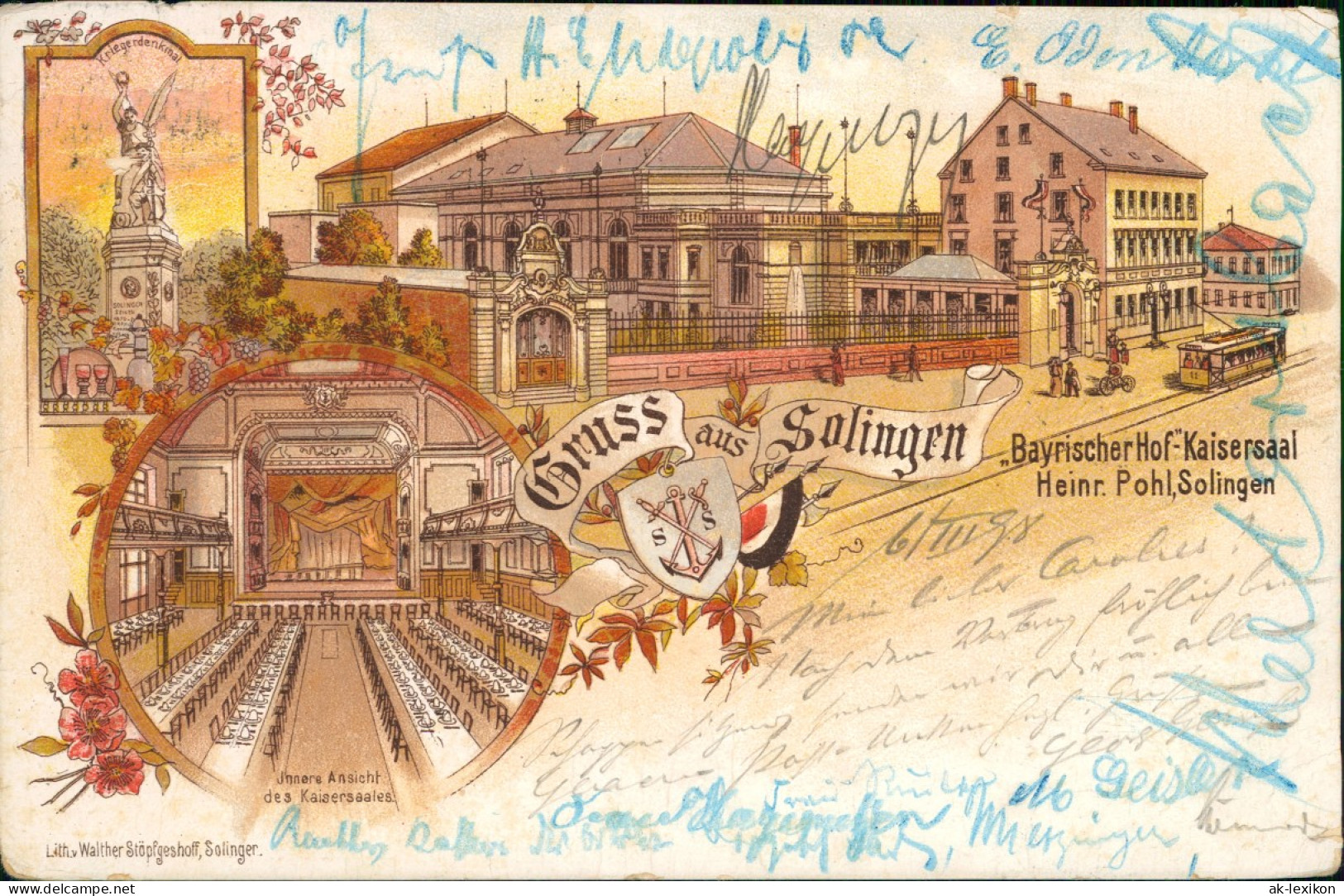 Ansichtskarte Litho AK Solingen Bayerischer Hof - Saal 2 Bild 1898 - Solingen