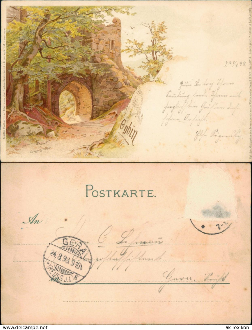 Ansichtskarte Oybin Ruine - Künstlerkarte 1898 - Oybin