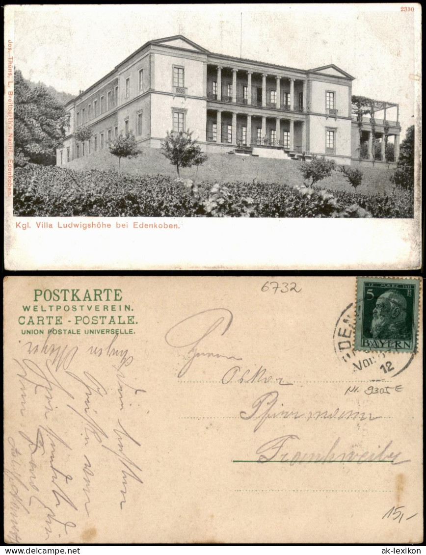 Ansichtskarte Edenkoben Kgl. Villa Ludwigshöhe Bei Edenkoben 1912/0000 - Edenkoben