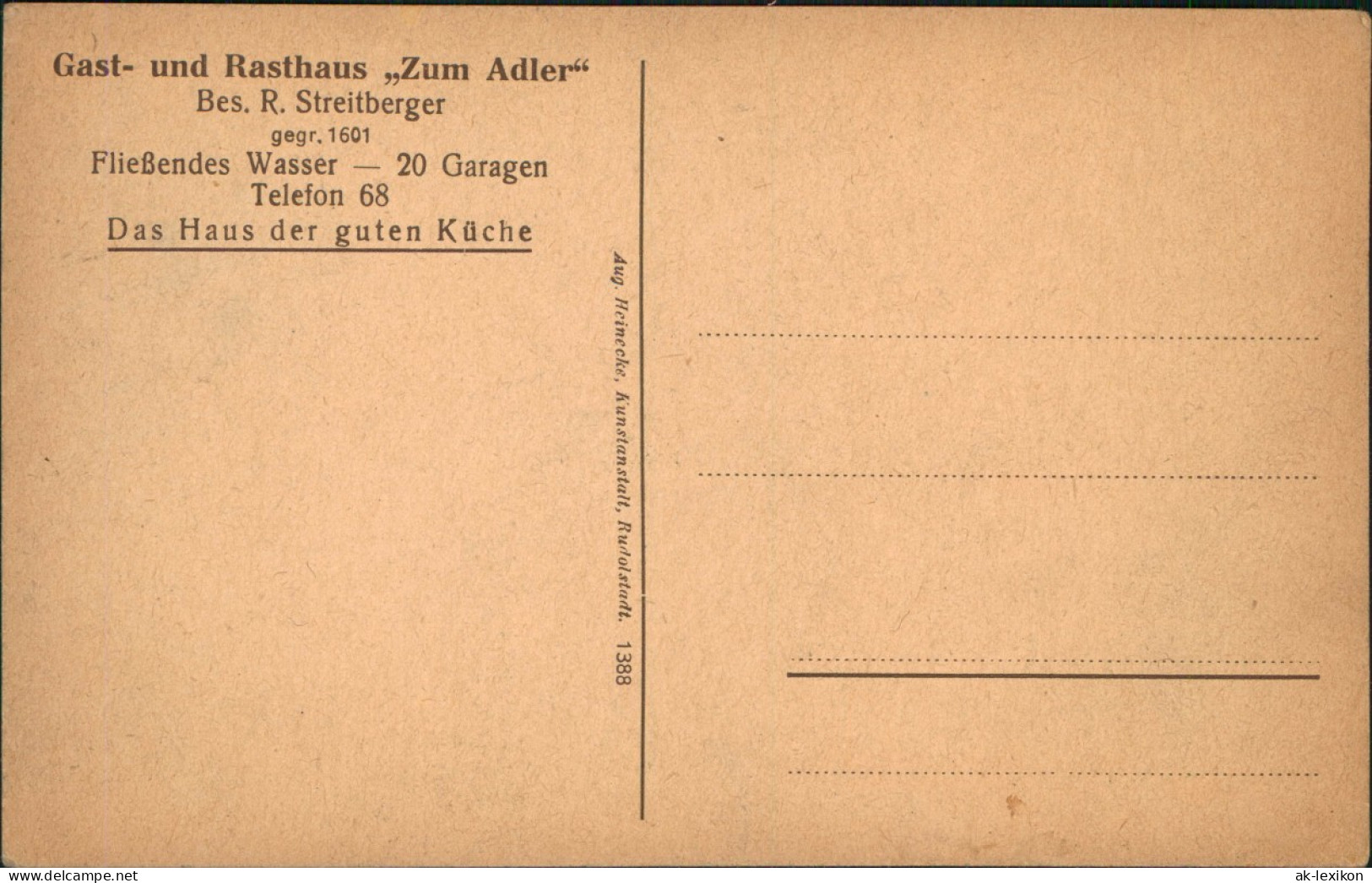 Ansichtskarte Rudolstadt Gast- Und Rasthaus ,,Zum Adler" 1927 - Rudolstadt