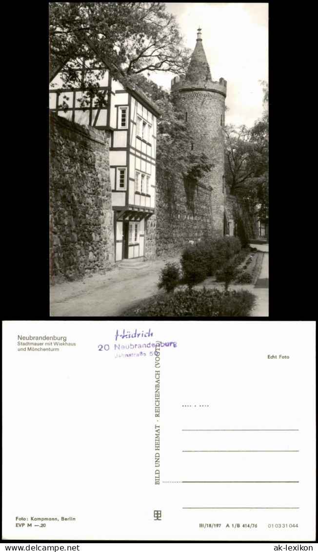 Ansichtskarte Neubrandenburg Stadtmauer Mit Wiekhaus Und Mönchenturm 1976 - Neubrandenburg