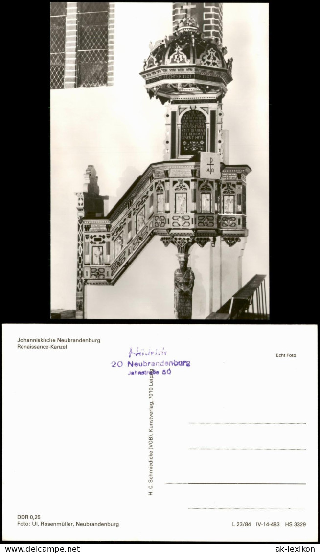 Ansichtskarte Neubrandenburg Johanniskirche Renaissance-Kanzel 1984 - Neubrandenburg