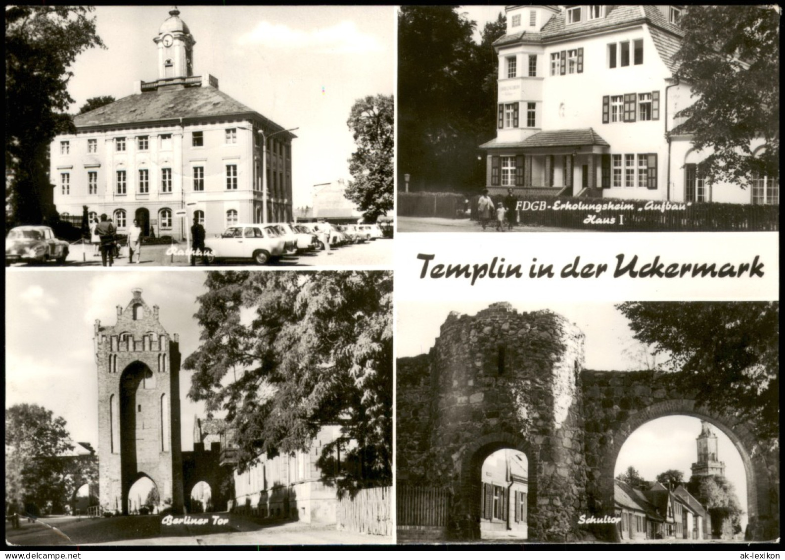 Ansichtskarte Templin Rathaus, Berliner Tor, Erholungsheim 1976 - Templin