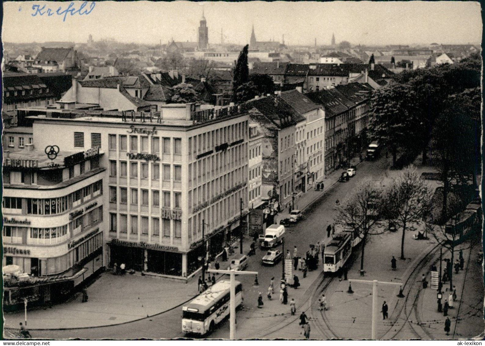 Krefeld Crefeld Blick über Ostwall Und Innenstadt - Straßenbahn 1955 - Krefeld