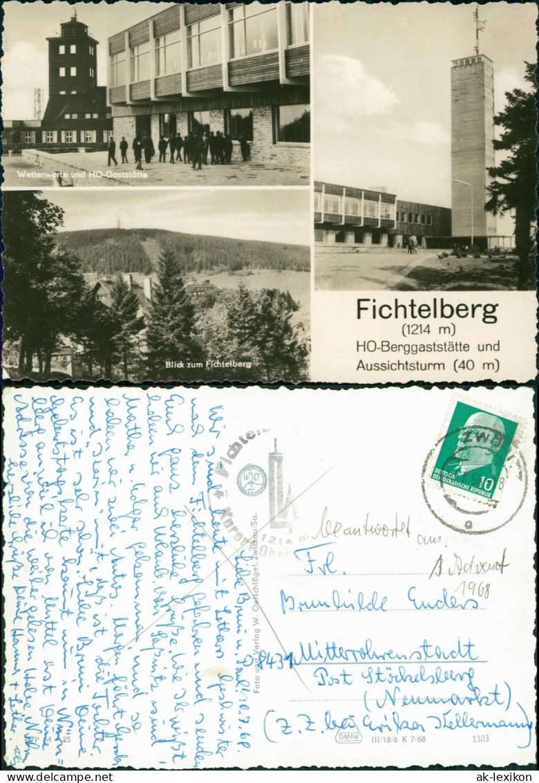 Ansichtskarte Oberwiesenthal Wetterwarte Und HO-Gaststätte - 3 Bild 1968 - Oberwiesenthal