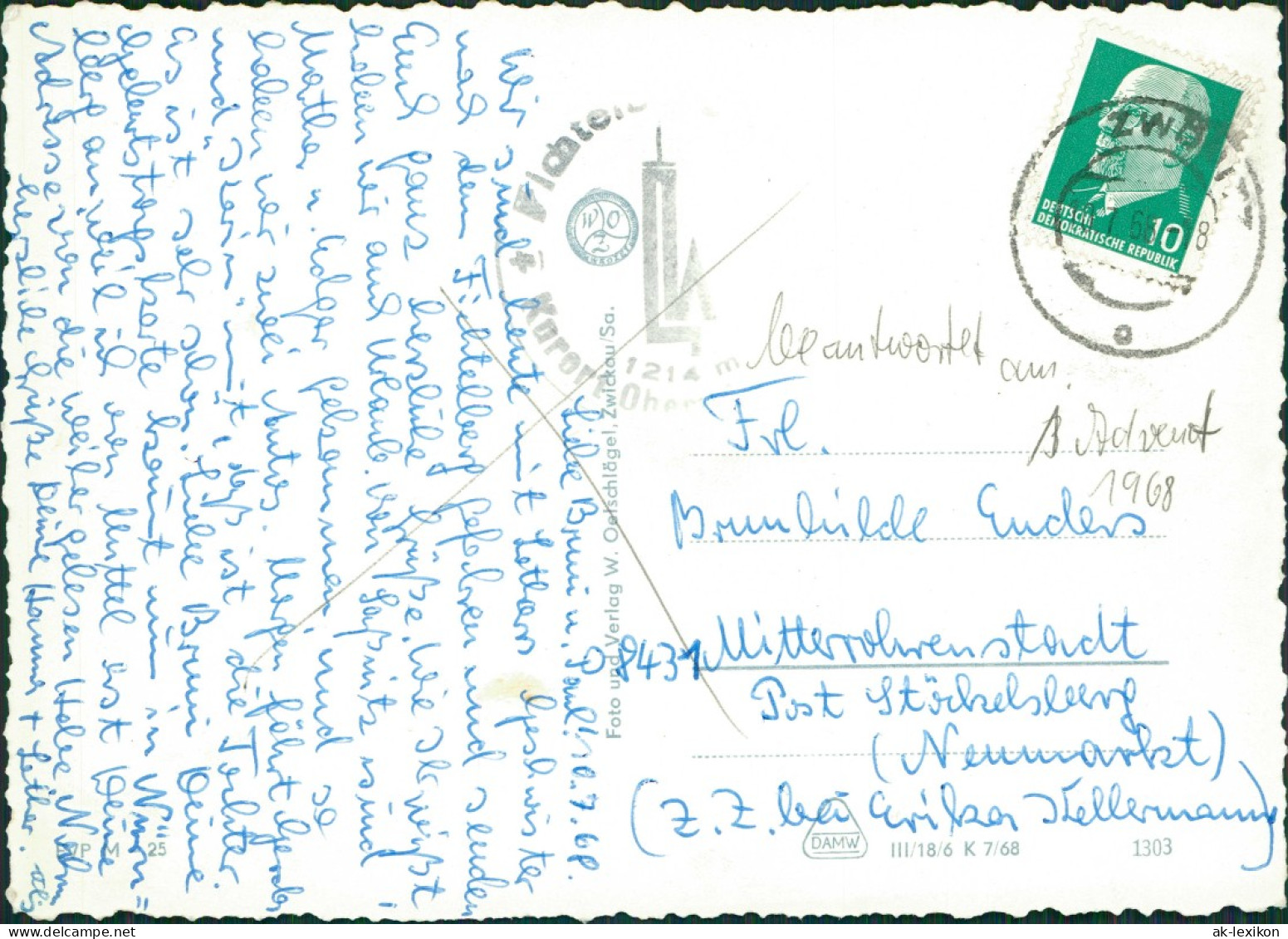 Ansichtskarte Oberwiesenthal Wetterwarte Und HO-Gaststätte - 3 Bild 1968 - Oberwiesenthal