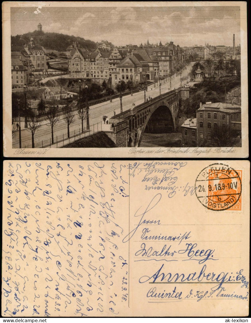 Plauen (Vogtland) Partie An Der Friedrich August-Brücke Panorama-Ansicht 1918 - Plauen