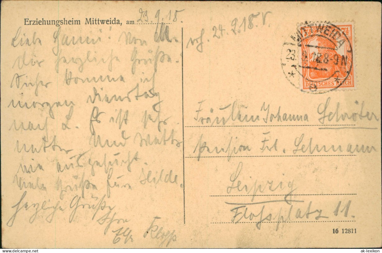 Ansichtskarte Mittweida Fürsorgeverband Leipzig - Erziehungsheim 1918 - Mittweida