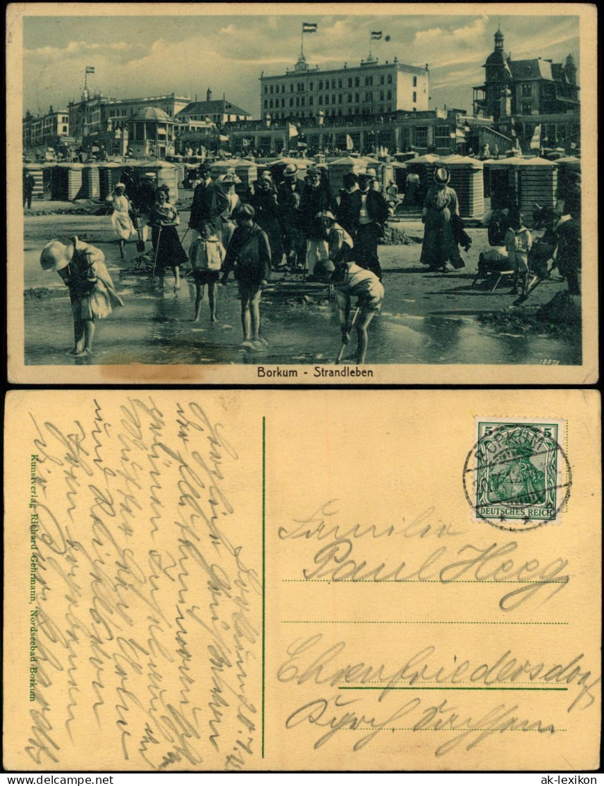 Ansichtskarte Borkum Strandleben Belebte Strand Partie Mit Hotels 1912 - Borkum