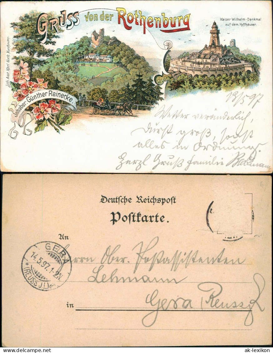 Steinthaleben-Kyffhäuserland Gruss Von Der Rothenburg Restaurant 2 Bild 1897 - Kyffhaeuser