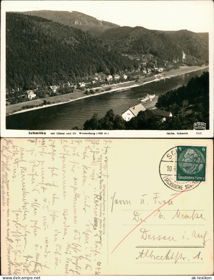 Ansichtskarte Schmilka Stadt Dampfer M. Seidel Schmilka 1936 - Schmilka