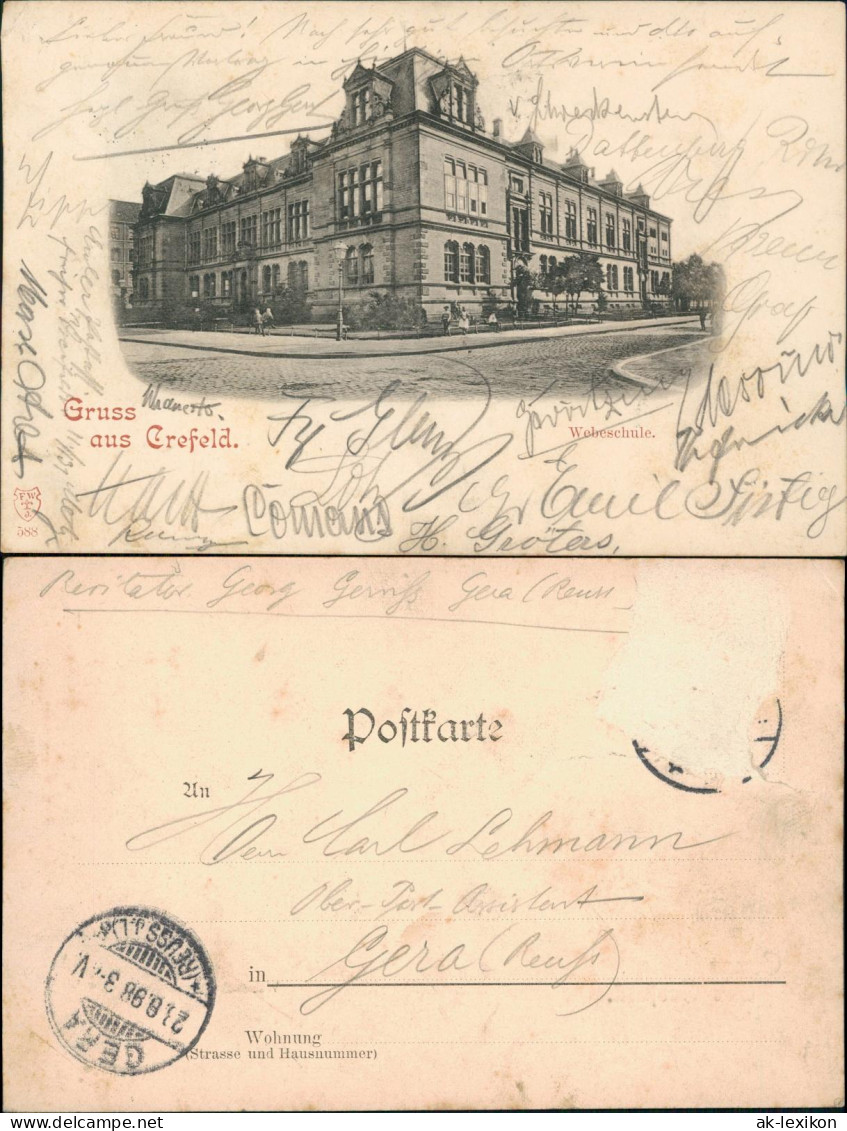 Ansichtskarte Krefeld Crefeld Partie An Der Webschule 1898 - Krefeld