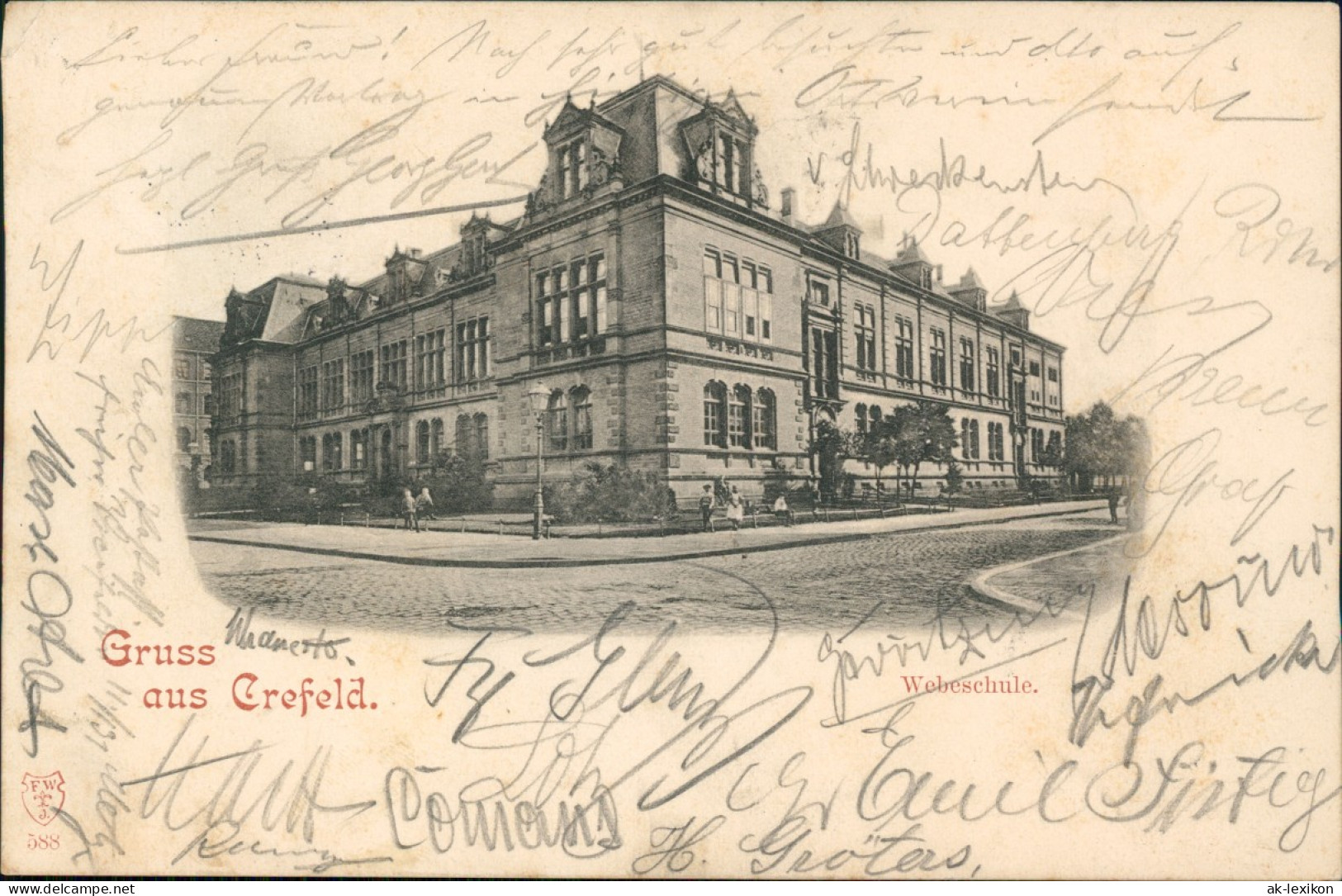 Ansichtskarte Krefeld Crefeld Partie An Der Webschule 1898 - Krefeld