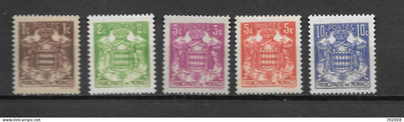 1937 - 154 à 158 **MNH  - 15 Ans Avènement Du Prince Louis II - Unused Stamps