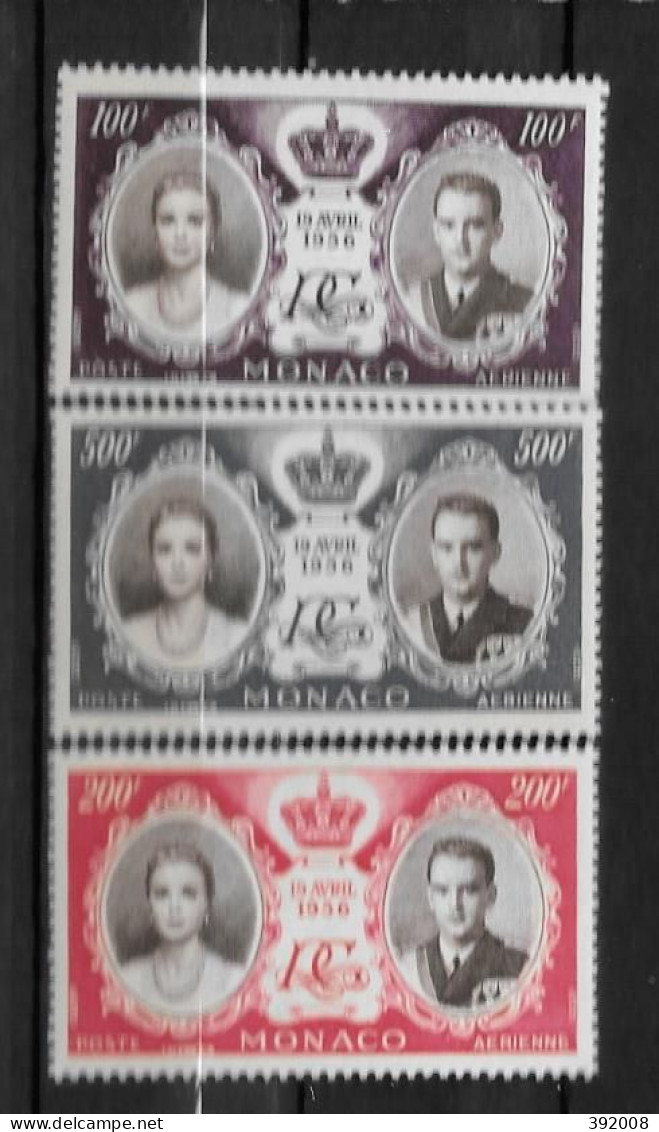 PA - 1956 - 63 à 65 **MNH - Mariage Rainier - Grace - Luftfahrt