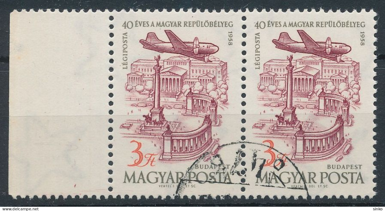 1958. The Hungarian Airmail Stamp Is 40 Years Old - L - Misprint - Variedades Y Curiosidades