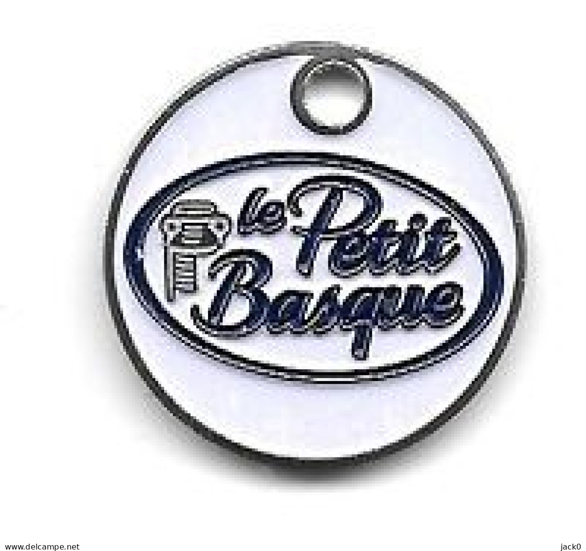 Jeton De Caddie  Argenté  Marque  Alimentaire  Fromage  Le  Petit  Basque  Verso  Vierge - Trolley Token/Shopping Trolley Chip