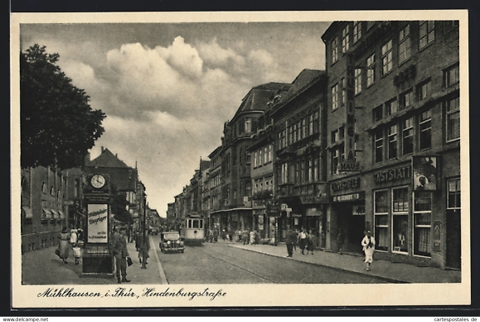 AK Mühlhausen /Thür., Hindenburgstrasse Mit Kino Thuringia-Haus  - Muehlhausen