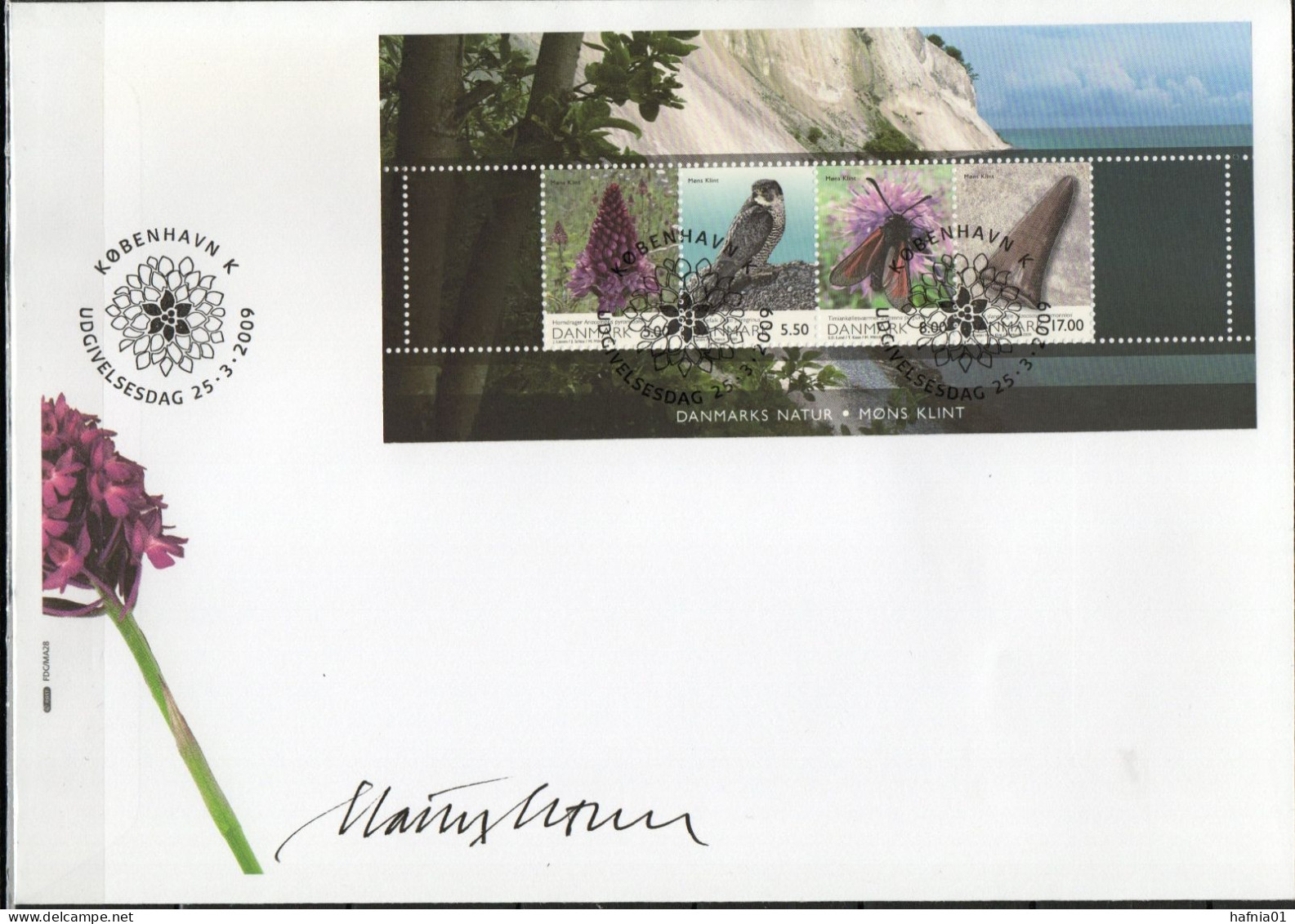 Martin Mörck. Denmark 2009. Denmark's Nature. Michel Bl.36 FDC. Signed. - FDC