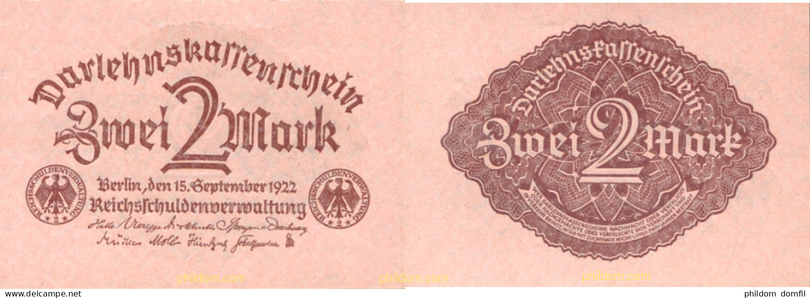 1437 ALEMANIA 1922 ALEMANIA GERMANY 2 MARK 1922 - Reichsschuldenverwaltung