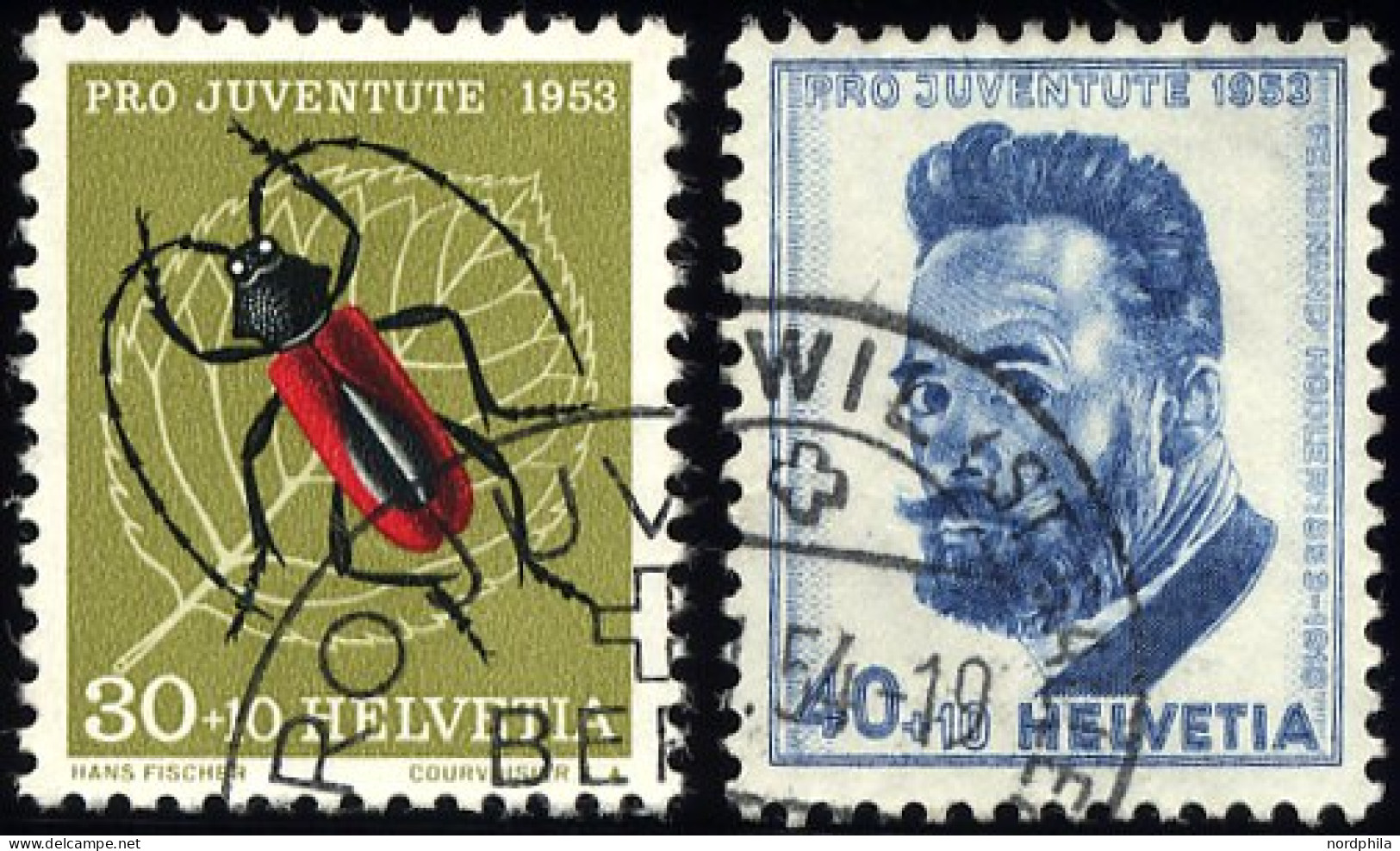 SCHWEIZ BUNDESPOST 591/2 O, 1953, 30 Und 40 C. Pro Juventute, 2 Prachtwerte, Mi. 25.- - Used Stamps