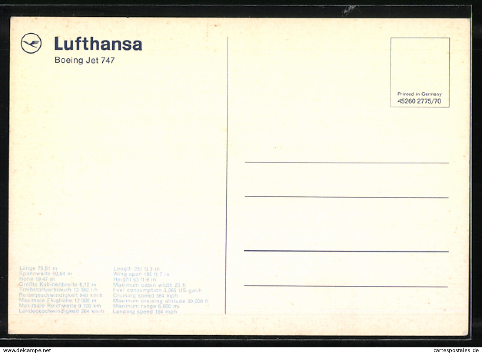 AK Lufthansa Boeing Jet 747 Vor Bergpanorama  - 1946-....: Era Moderna