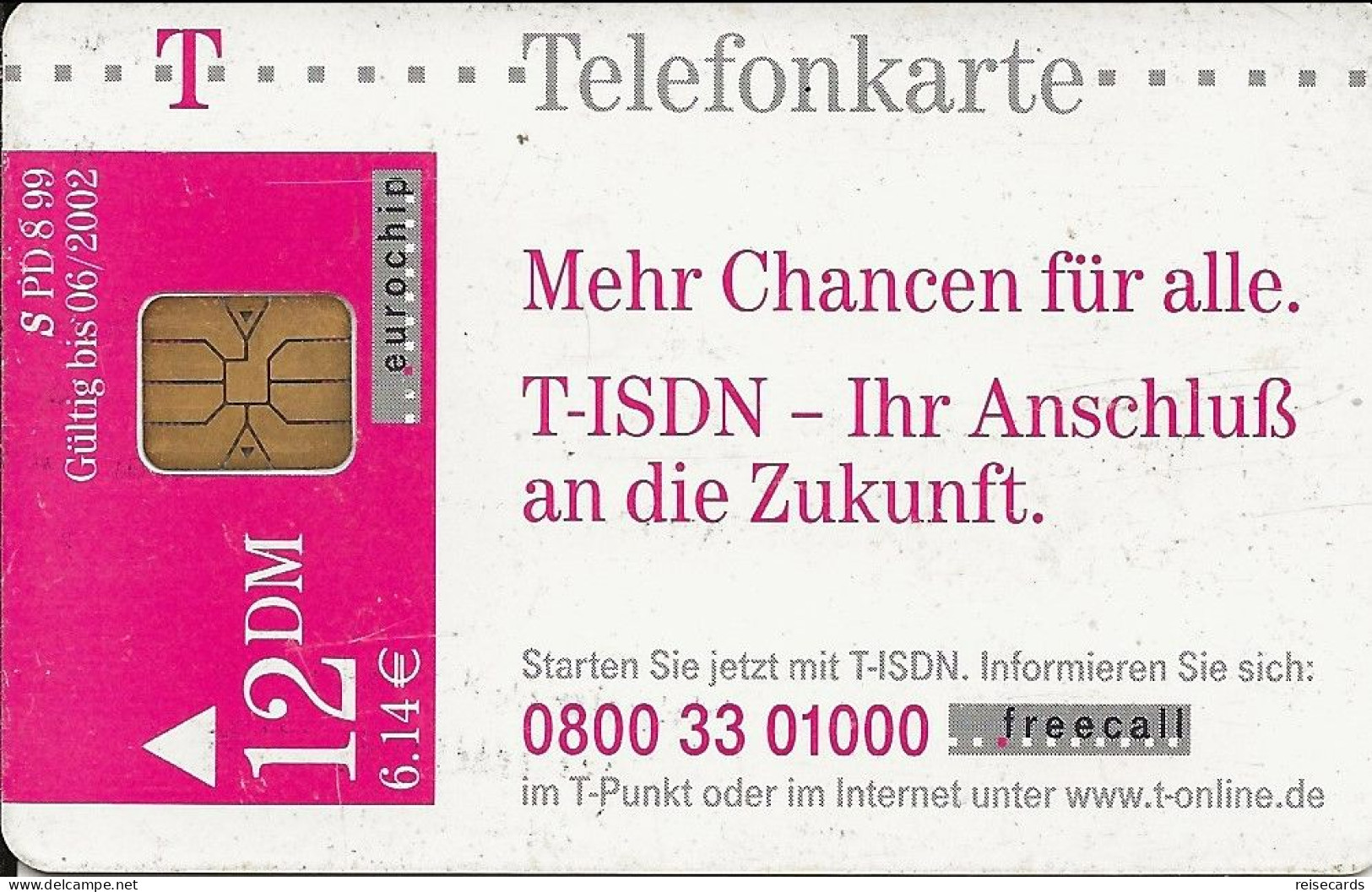 Germany: Telekom PD 8 99 T-ISDN, Ihr Anschluss An Die Zukunft - P & PD-Series: Schalterkarten Der Dt. Telekom