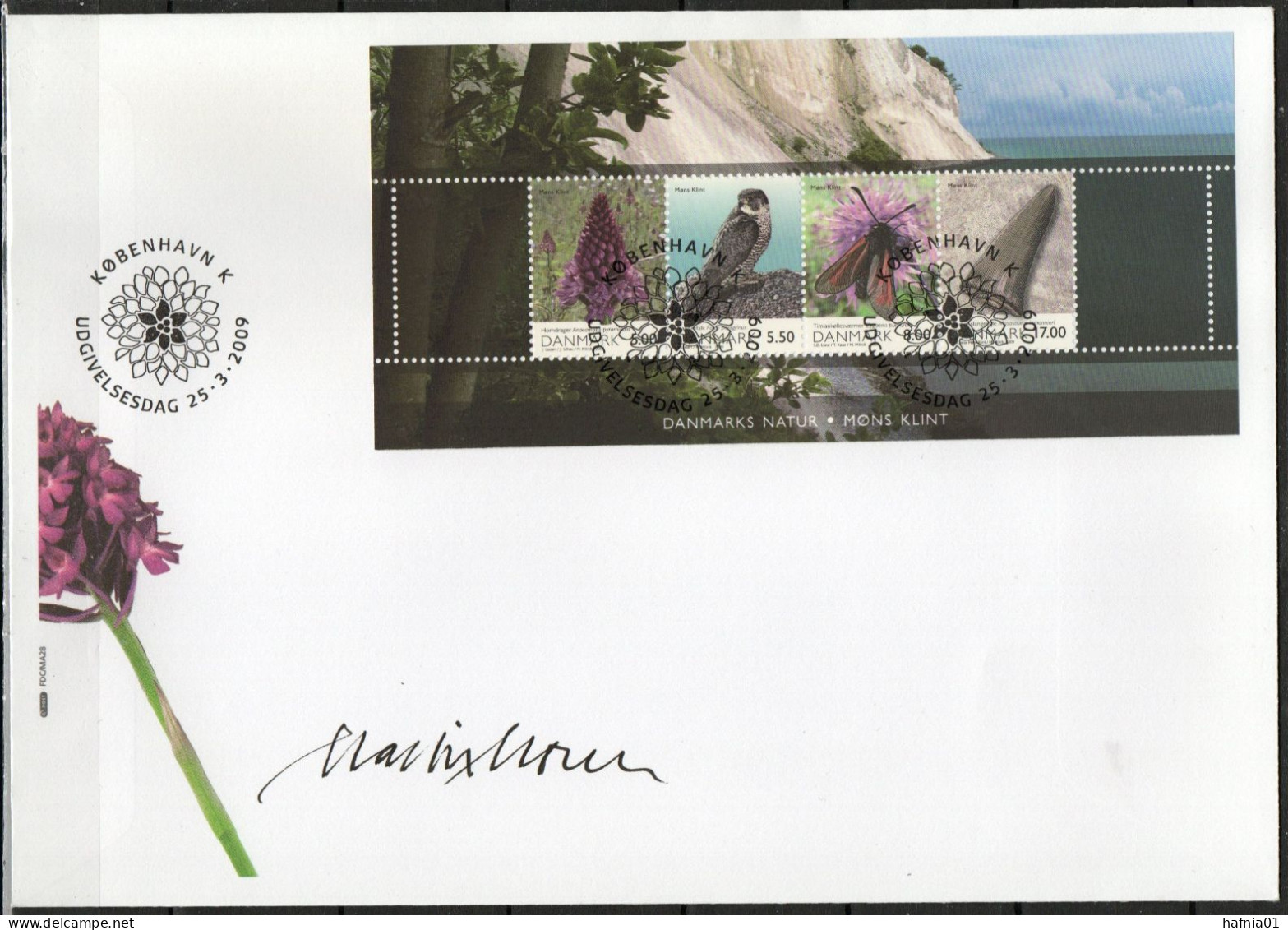 Martin Mörck. Denmark 2009. Denmark's Nature. Michel Bl.36 FDC. Signed. - FDC