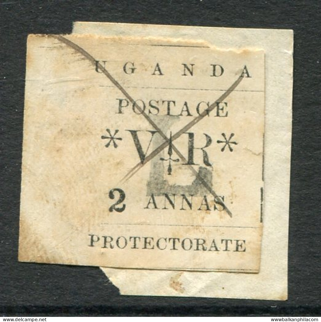 1896 Uganda 2a Opt L Used On Piece Sg 71 - Kenya, Oeganda & Tanganyika