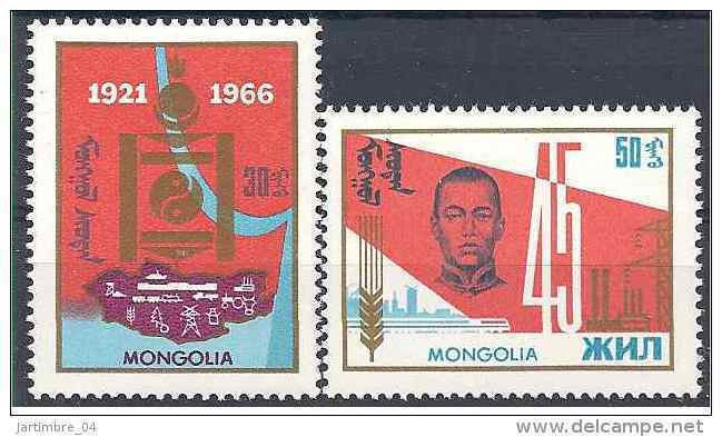 1966 MONGOLIE 380-81** Carte, Train - Mongolia