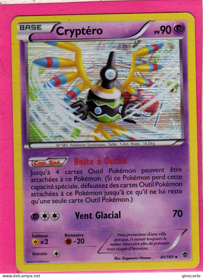 Carte Pokemon Francaise 2013 Noir Et Blanc Explosion Plasma 41/101 Cryptero 90pv Bon Etat Holo - Noir & Blanc