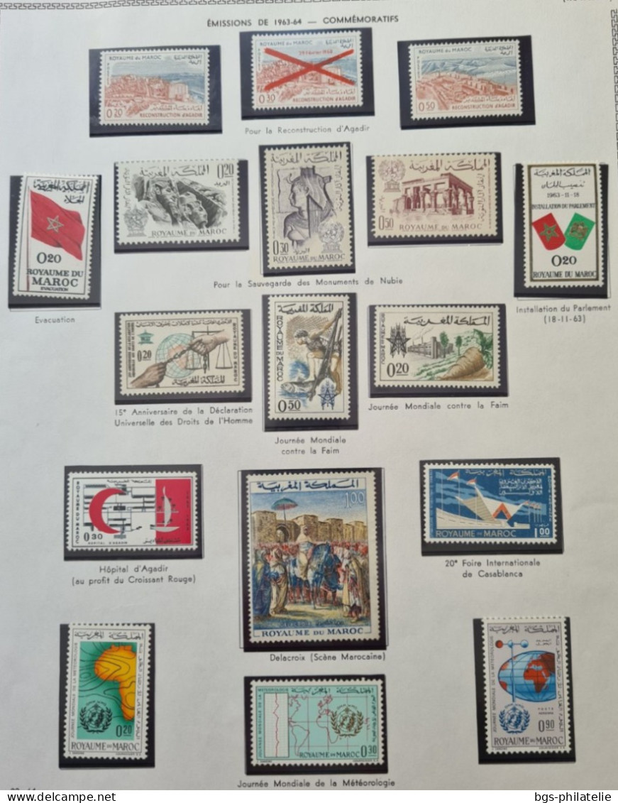 Collection de timbres du Maroc neufs ** , neufs * et quelques oblitérés.