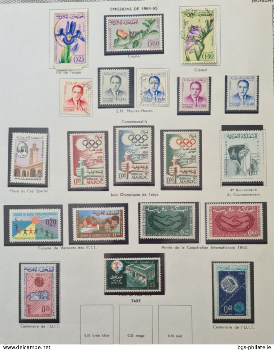 Collection de timbres du Maroc neufs ** , neufs * et quelques oblitérés.