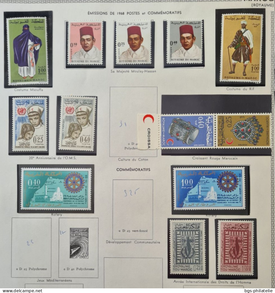 Collection de timbres du Maroc neufs ** , neufs * et quelques oblitérés.