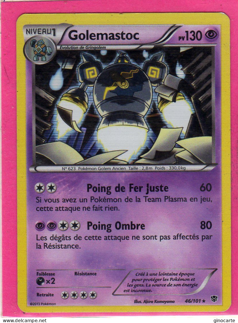 Carte Pokemon Francaise 2013 Noir Et Blanc Explosion Plasma 46/101 Golomastoc 130pv Holo Occasion - Nero E Bianco