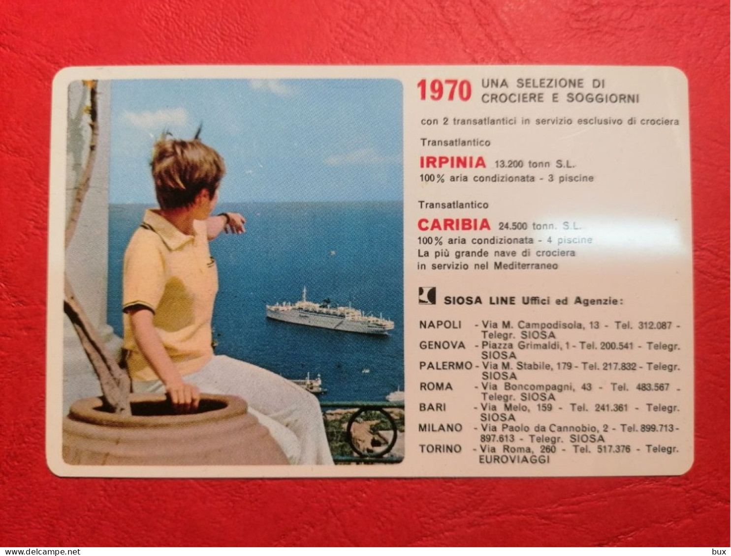 1970 Siosa Line Motonave Da Crociera Nave Ship Calendario Pubblicitario - Klein Formaat: 1961-70