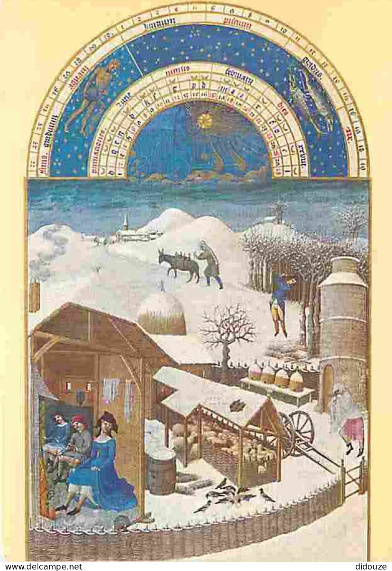 Art - Peinture - Les Très Riches Heures Du Duc De Berry - Février - Village Sous La Neige - CPM - Voir Scans Recto-Verso - Malerei & Gemälde