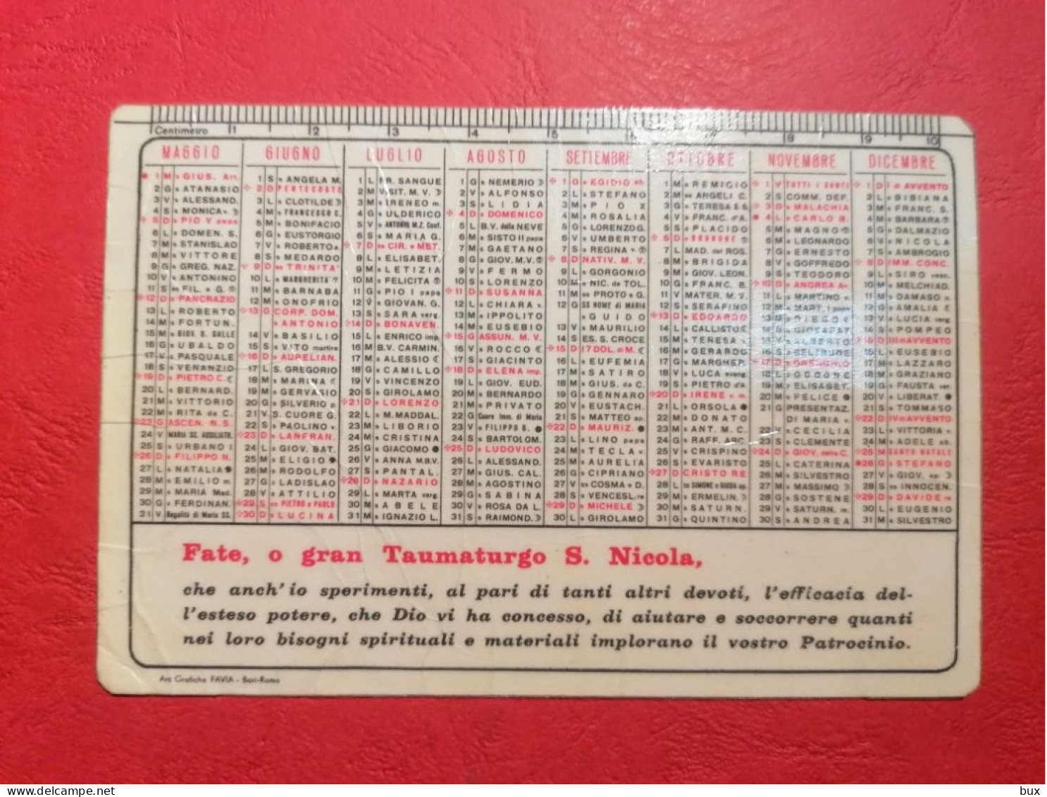 1968 Santo Nicola Bari Calendario Tascabile Con Agrinzatura - Kleinformat : 1961-70